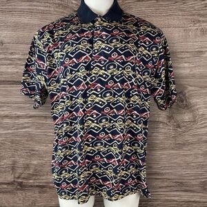 Vintage 90s Crossings Polo Shirt Men XXL Geometric Abstract Preppy Sports (893)